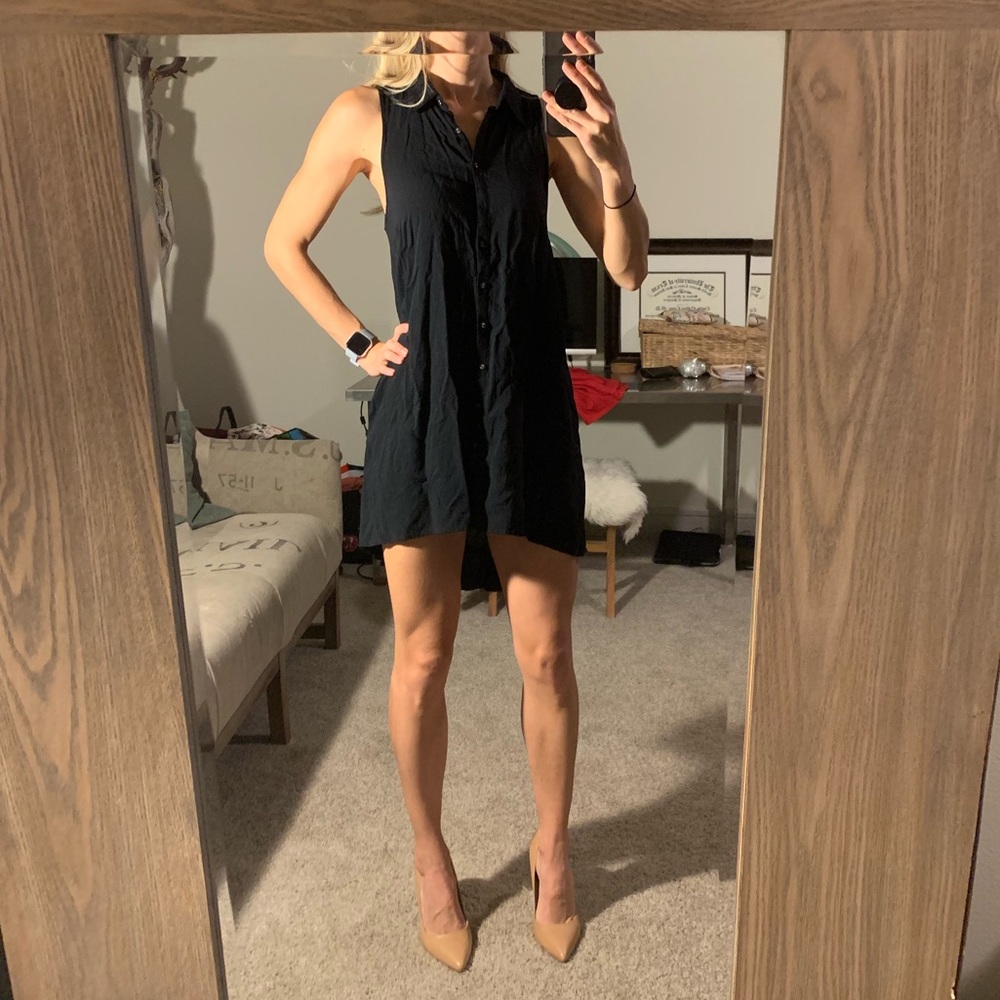 Collared Button Front Tunic Dress